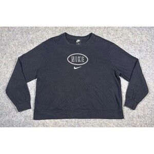 Nike Sportswear Varsity Sweatshirt Women’s 1X Black Oversized Embroidery Swoosh